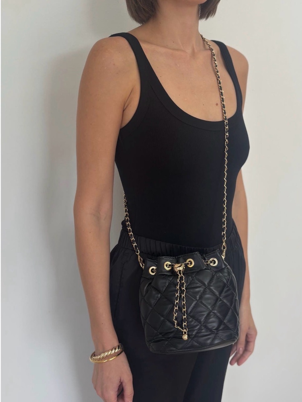 Adornia Quilted Drawstring Crossbody Bucket Bag - Picture 4 of 5